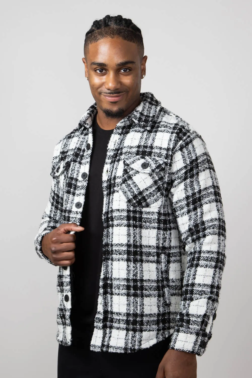 1897 Original Plaid Shirt Jacket for Men in Cream | 5JK7390M-CREAM