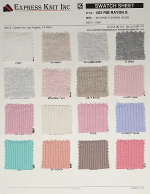 4x2 Rib Rayon Spandex Knit Solid Fabric