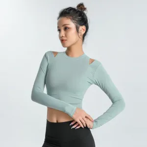 Ada Long Sleeve Cut Out Slim Fit Crop Top