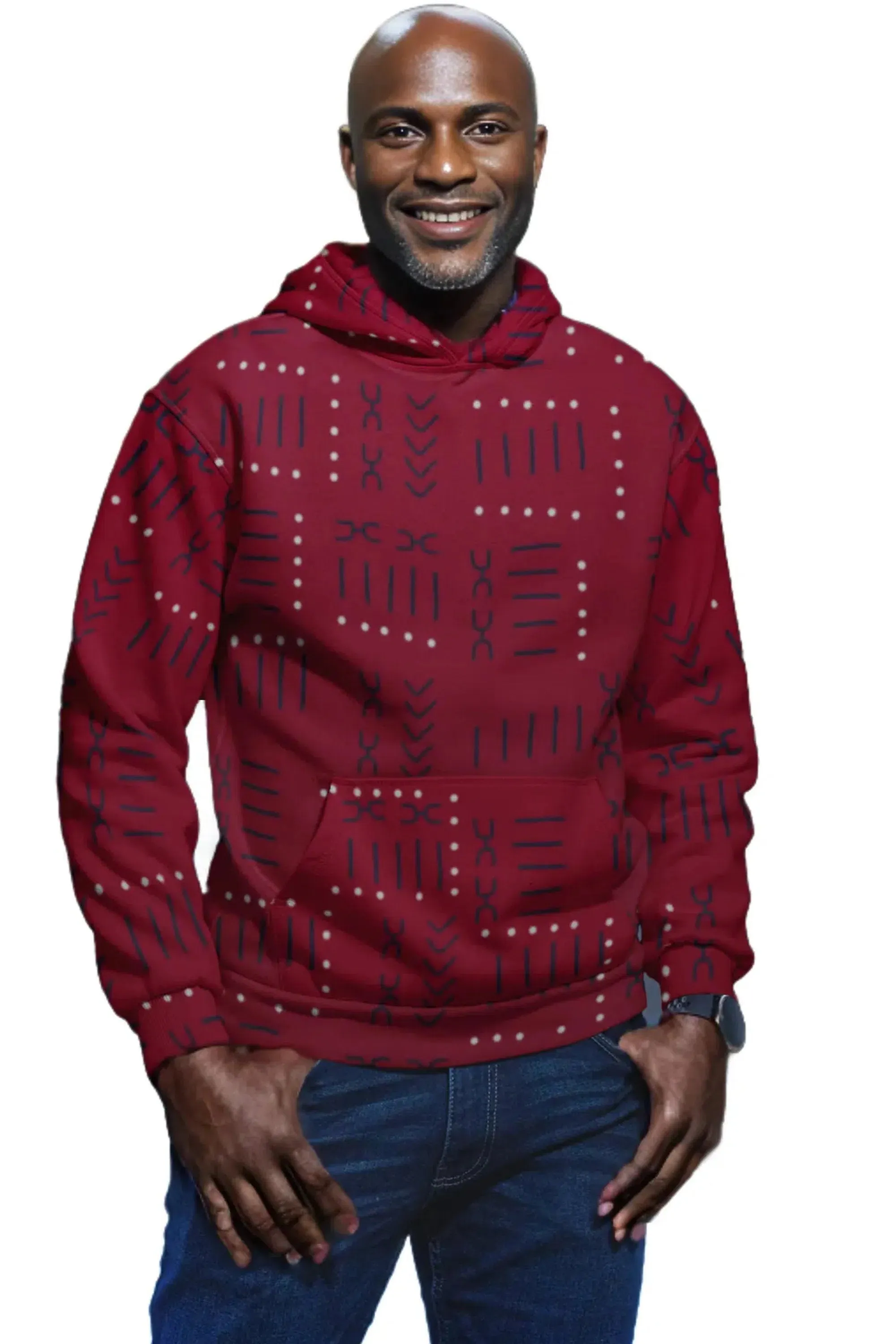 African Hoodie Crimson