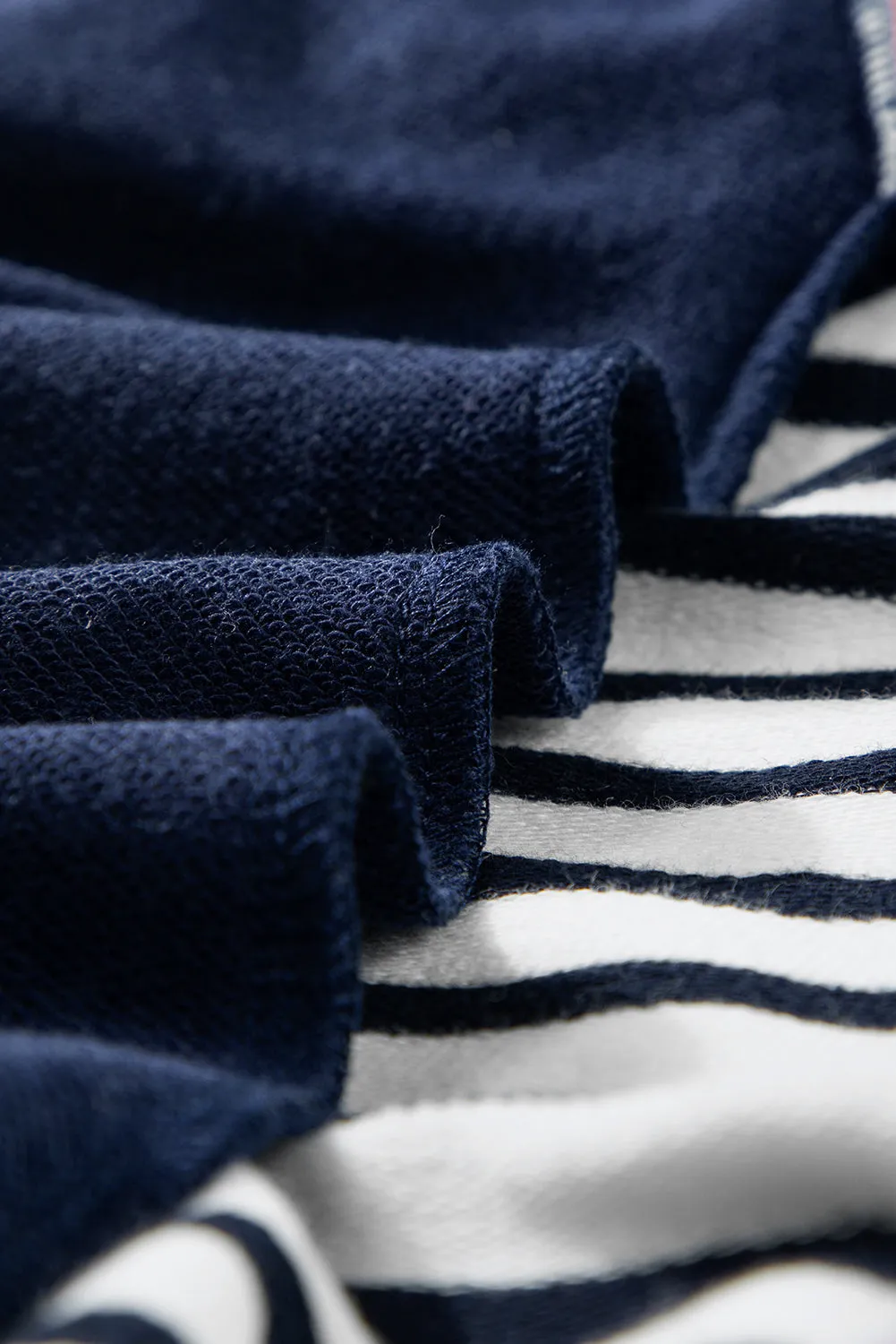 Andrea Exposed Seam Striped Long Sleeve Sweatshirt