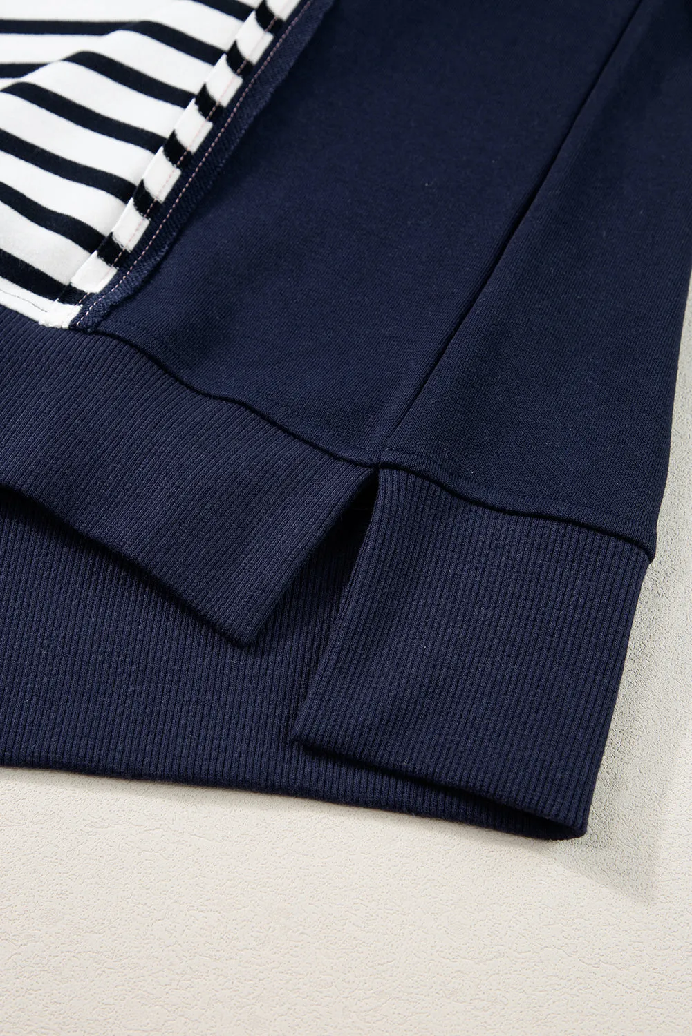 Andrea Exposed Seam Striped Long Sleeve Sweatshirt