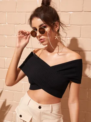Bardot Crisscross Crop Top( CLEARANCE SALE