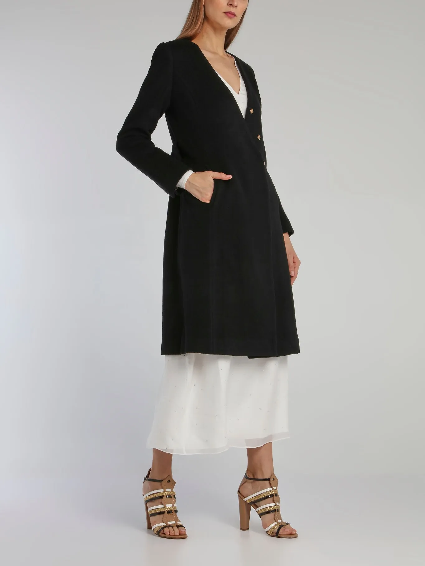 Black Rear Studded Long Coat