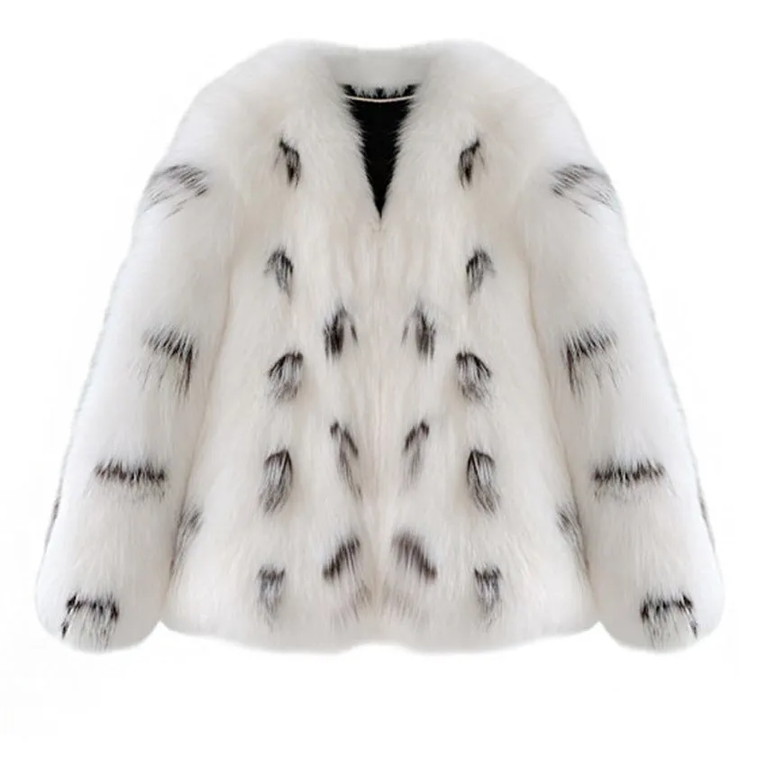 Black Spotted Faux Fur Coat