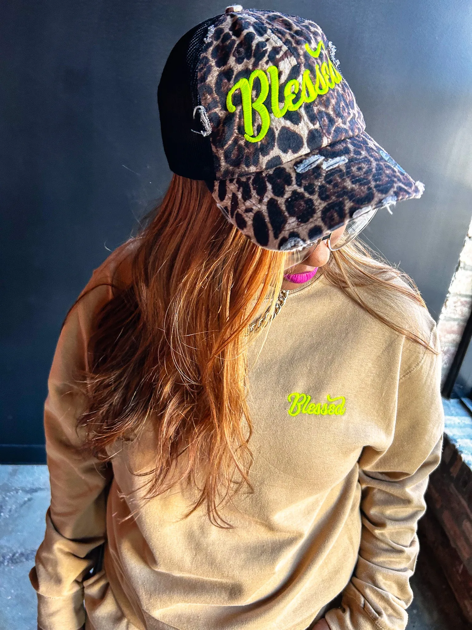 Blessed Embroidered Adult Drop Shoulder Sweatshirt