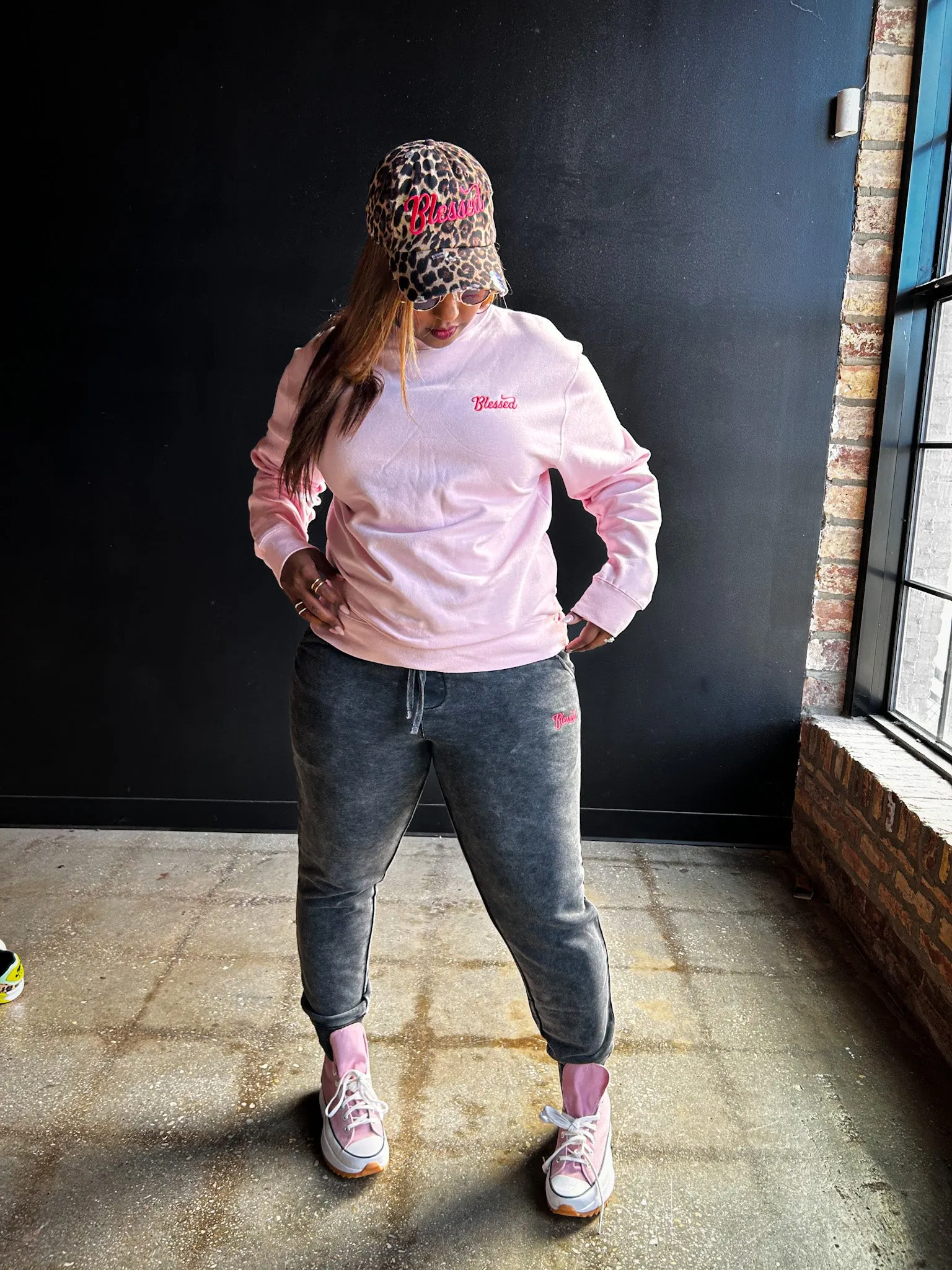 Blessed Embroidered Adult Drop Shoulder Sweatshirt