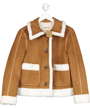 Boden Brown Faux Shearling Jacket UK 10