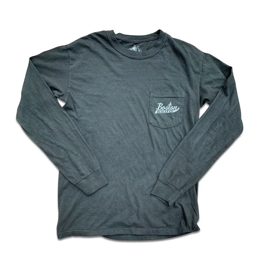 Boston Scally The Captain Long Sleeve Pocket Tee T-Shirt - Black Pearl