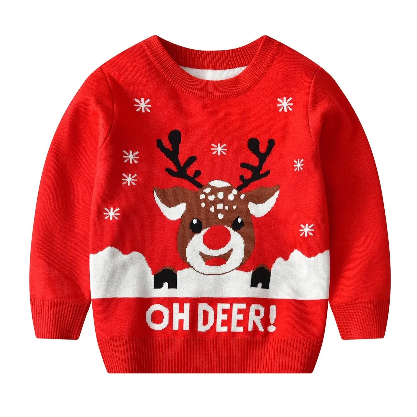 Boys' Elk Print Knitted Sweater - Autumn/Winter