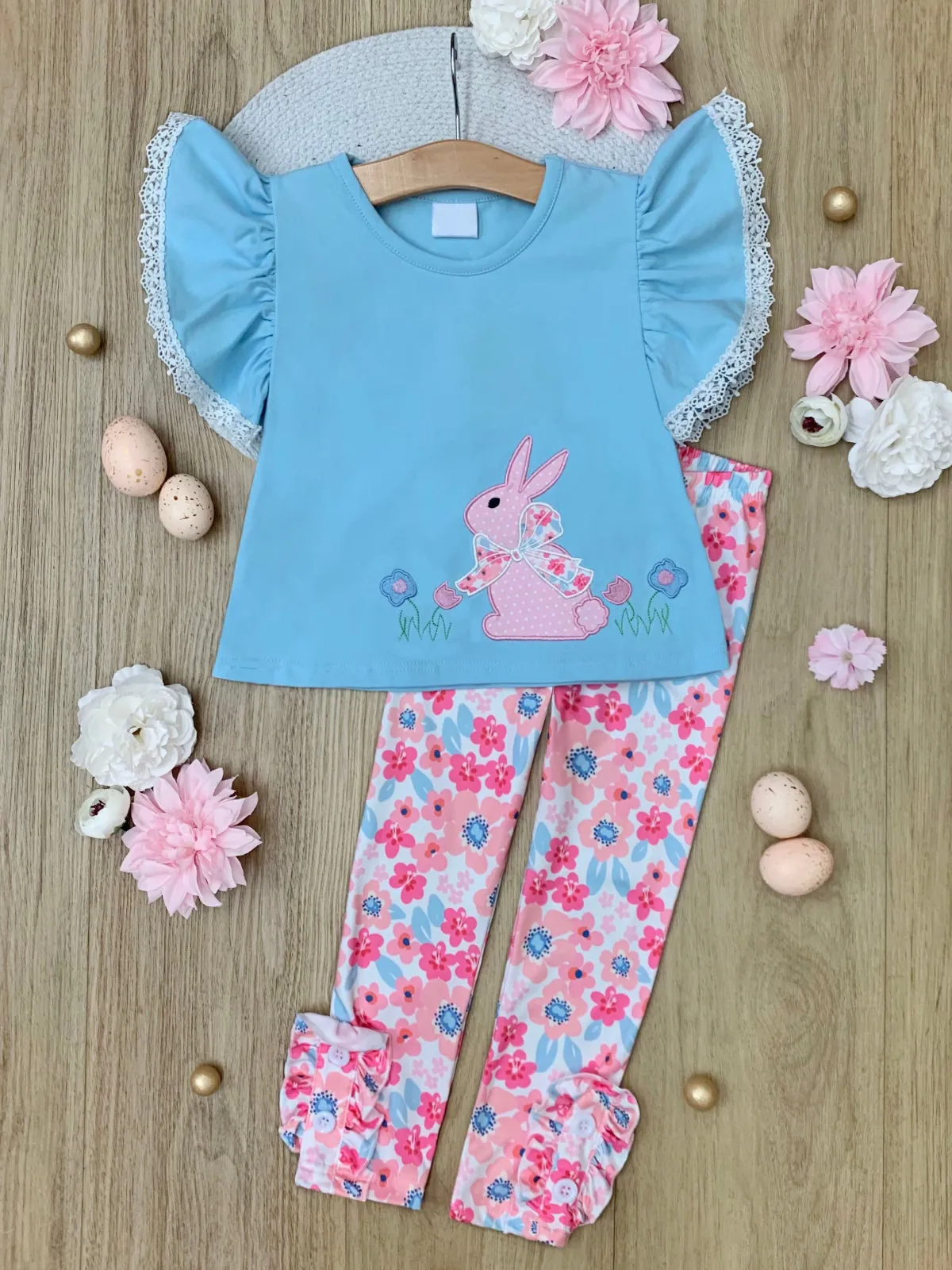 Bunny Bliss Flutter Top and Floral Legging Set