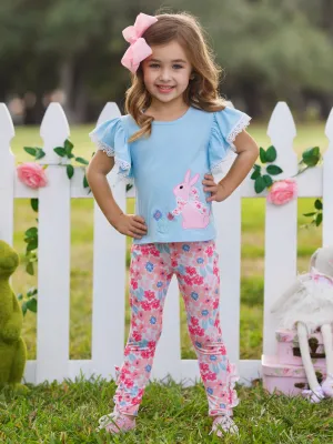 Bunny Bliss Flutter Top and Floral Legging Set
