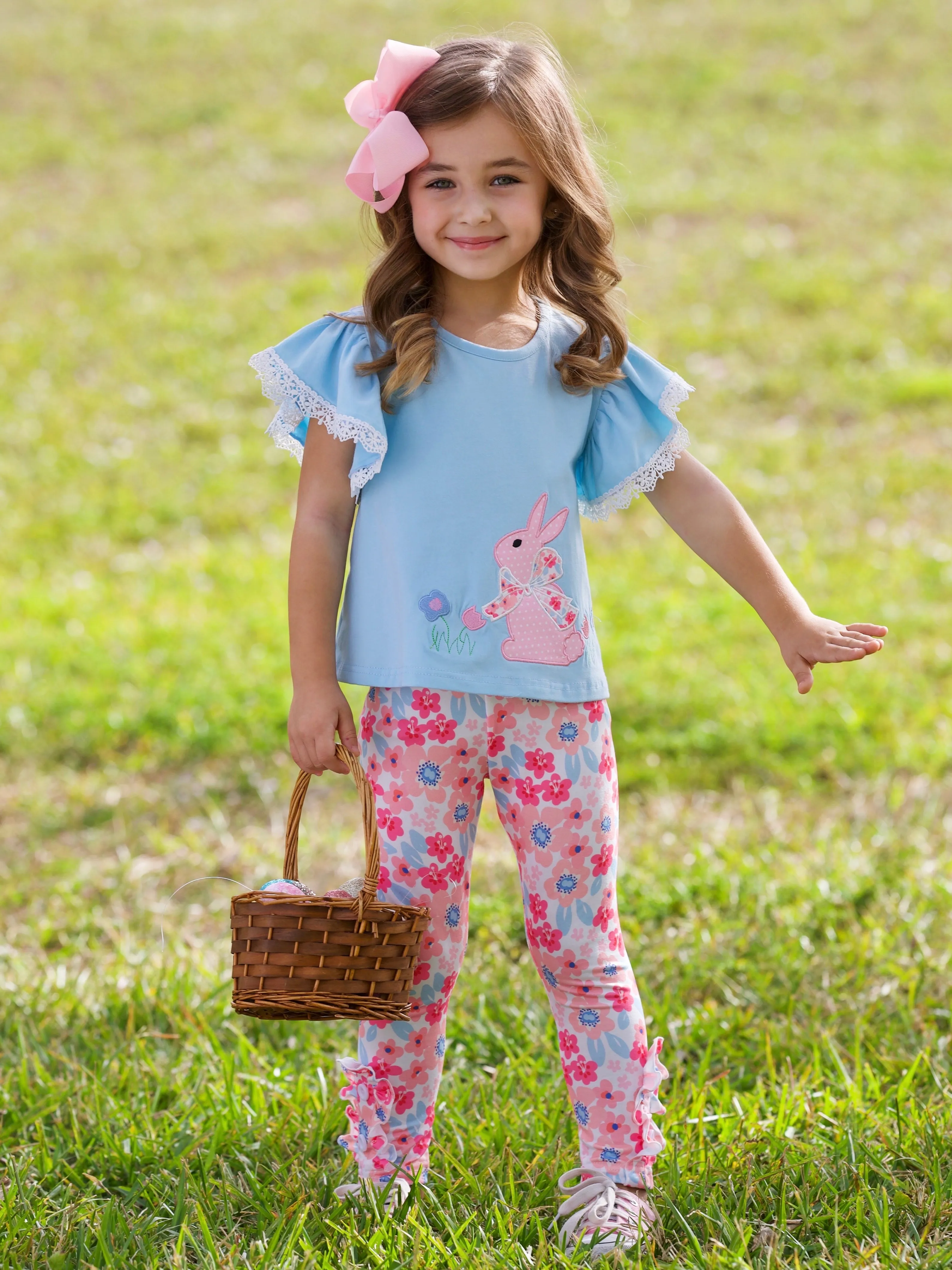 Bunny Bliss Flutter Top and Floral Legging Set