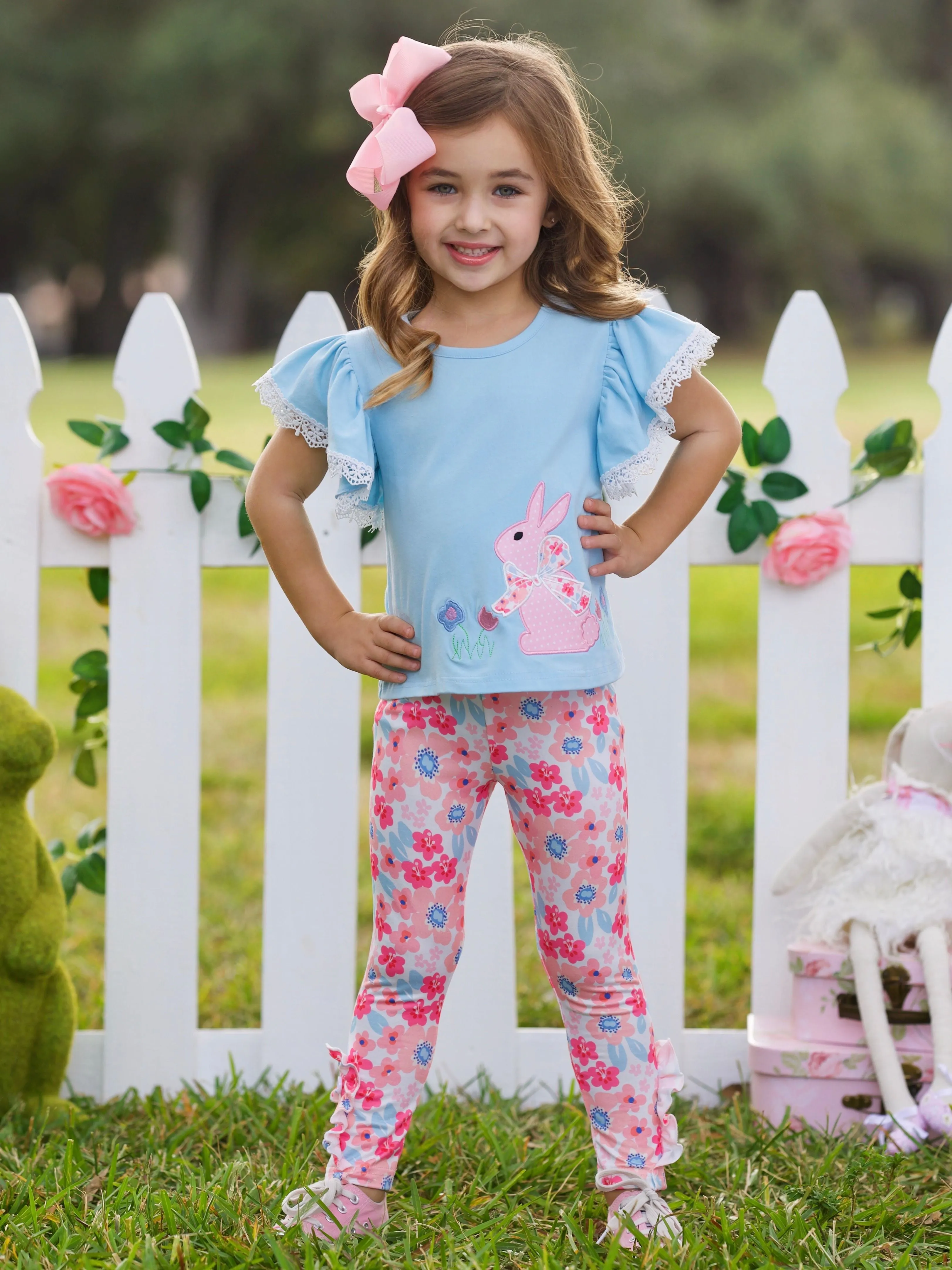 Bunny Bliss Flutter Top and Floral Legging Set