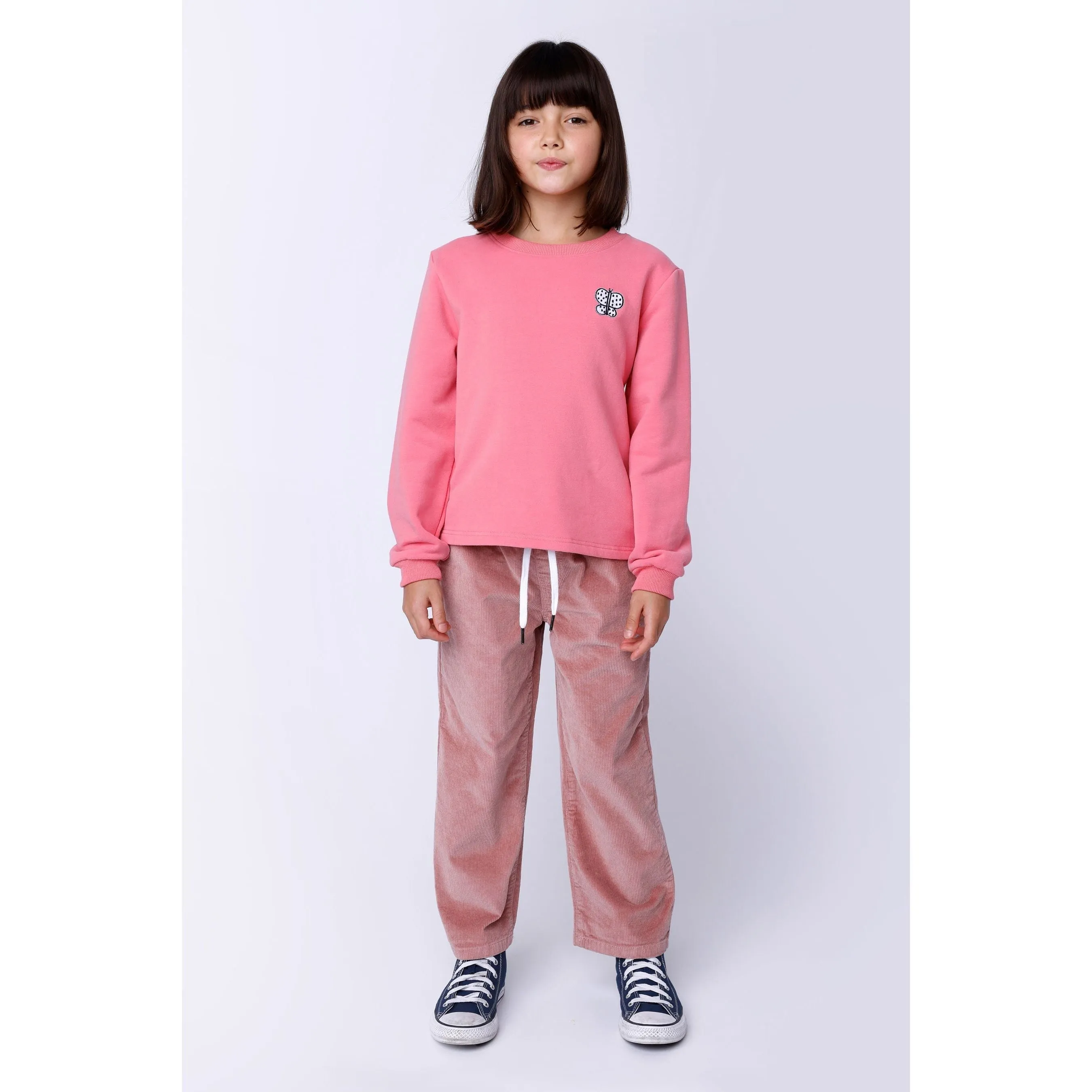 Butterfly Patch Furry Crew - Pink