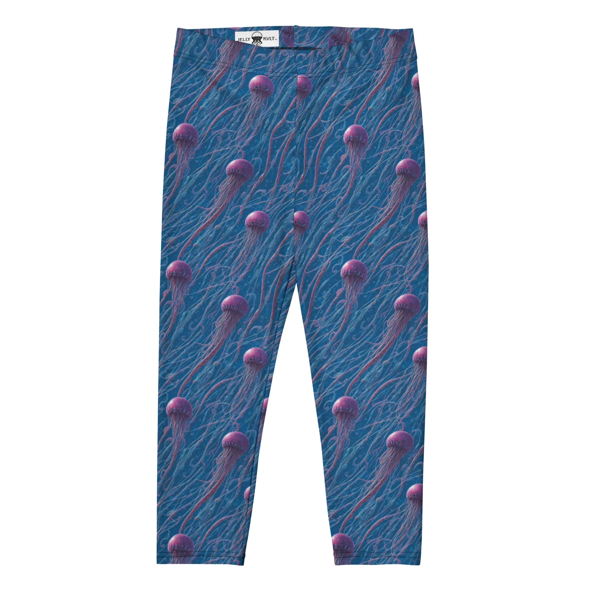 Capri Leggings - Blue and Violet Jellyfishes