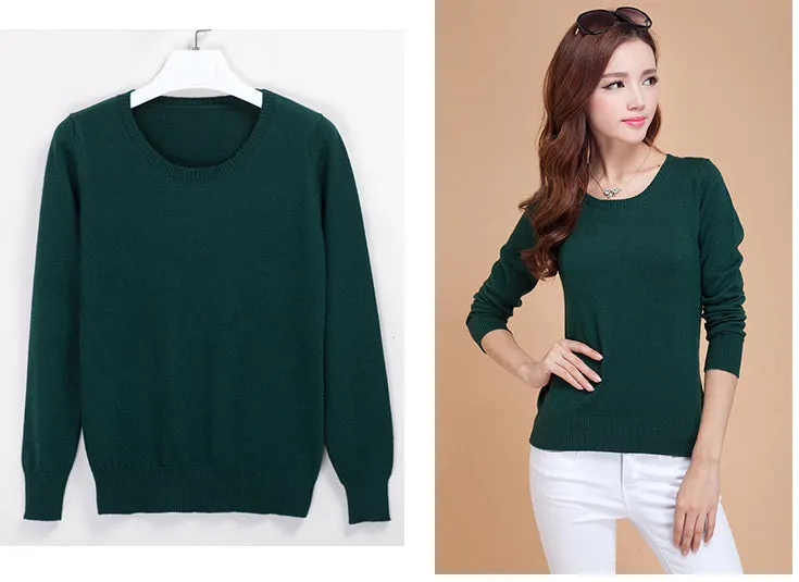 Cashmere Sweater Women Sweaters and Pullovers Women Fashion O Neck Solid Color Long sleeve XXL Knitted Sweater
