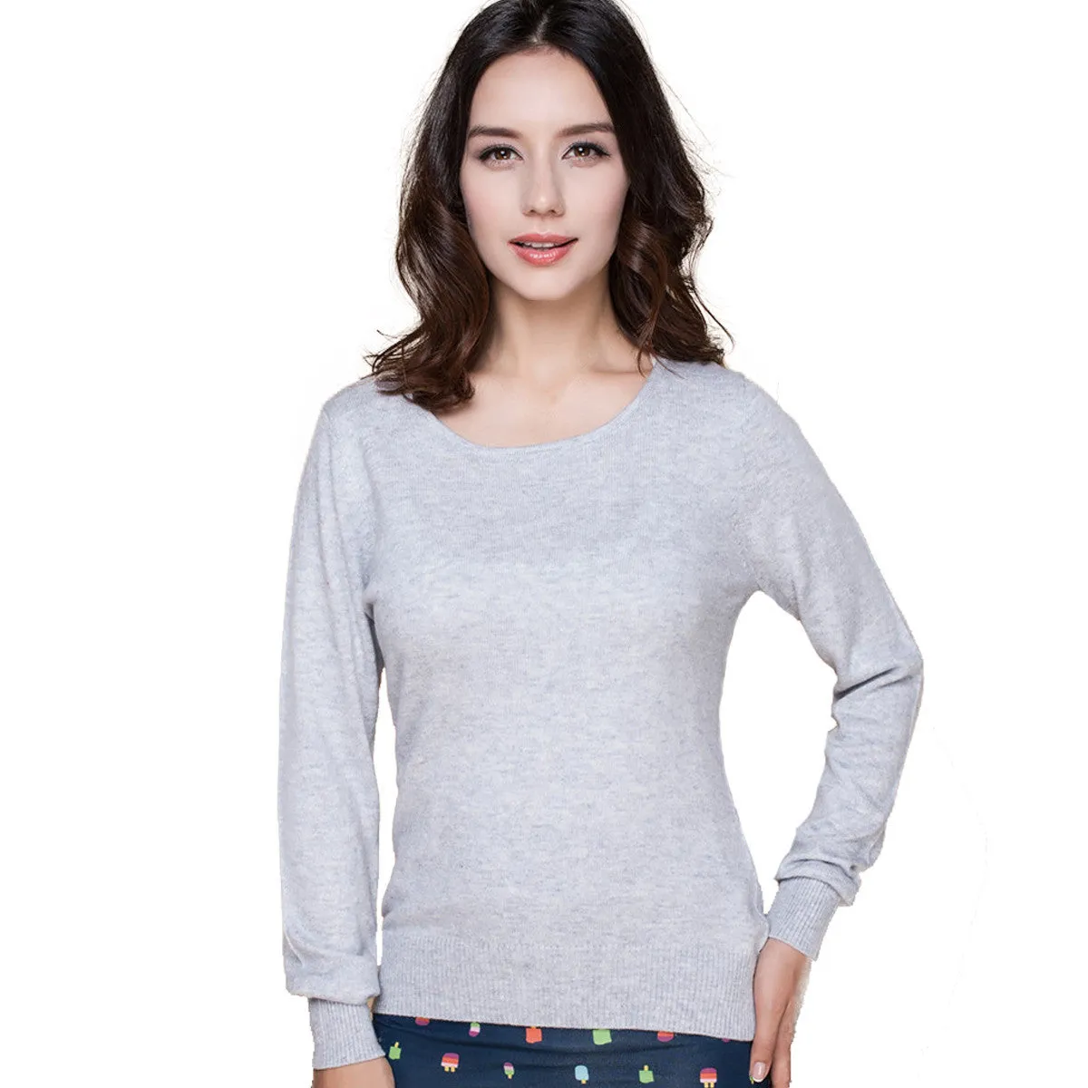 Cashmere Sweater Women Sweaters and Pullovers Women Fashion O Neck Solid Color Long sleeve XXL Knitted Sweater