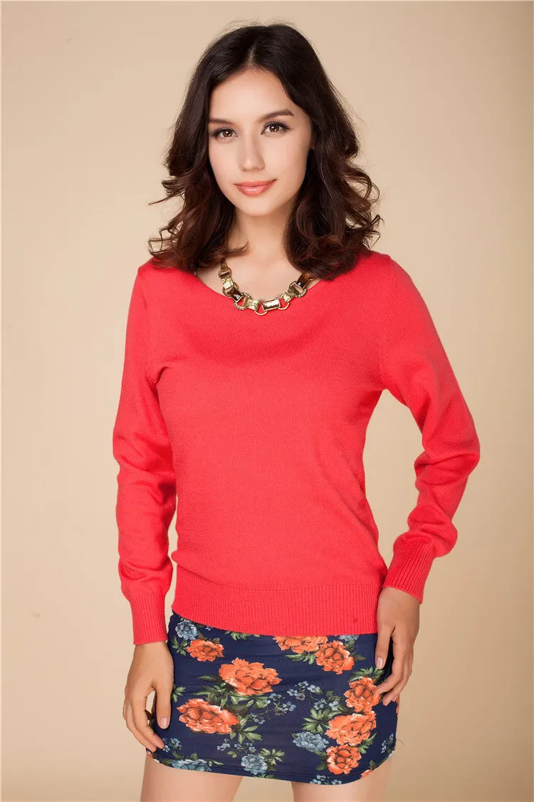 Cashmere Sweater Women Sweaters and Pullovers Women Fashion O Neck Solid Color Long sleeve XXL Knitted Sweater