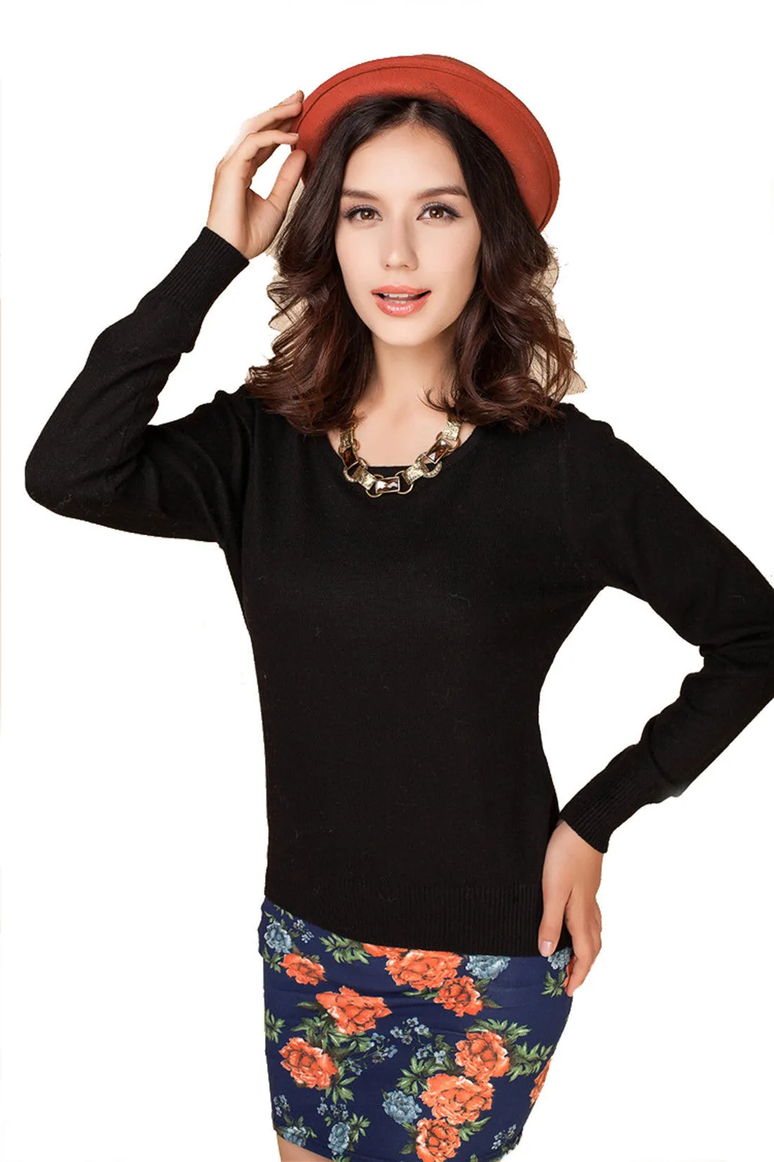 Cashmere Sweater Women Sweaters and Pullovers Women Fashion O Neck Solid Color Long sleeve XXL Knitted Sweater