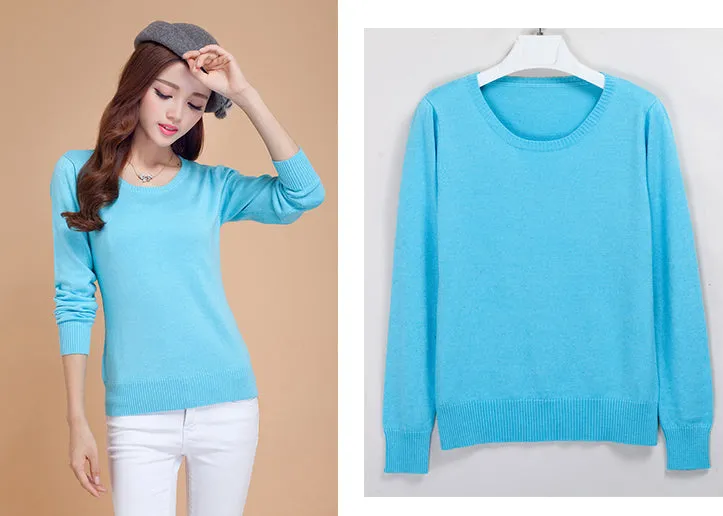 Cashmere Sweater Women Sweaters and Pullovers Women Fashion O Neck Solid Color Long sleeve XXL Knitted Sweater
