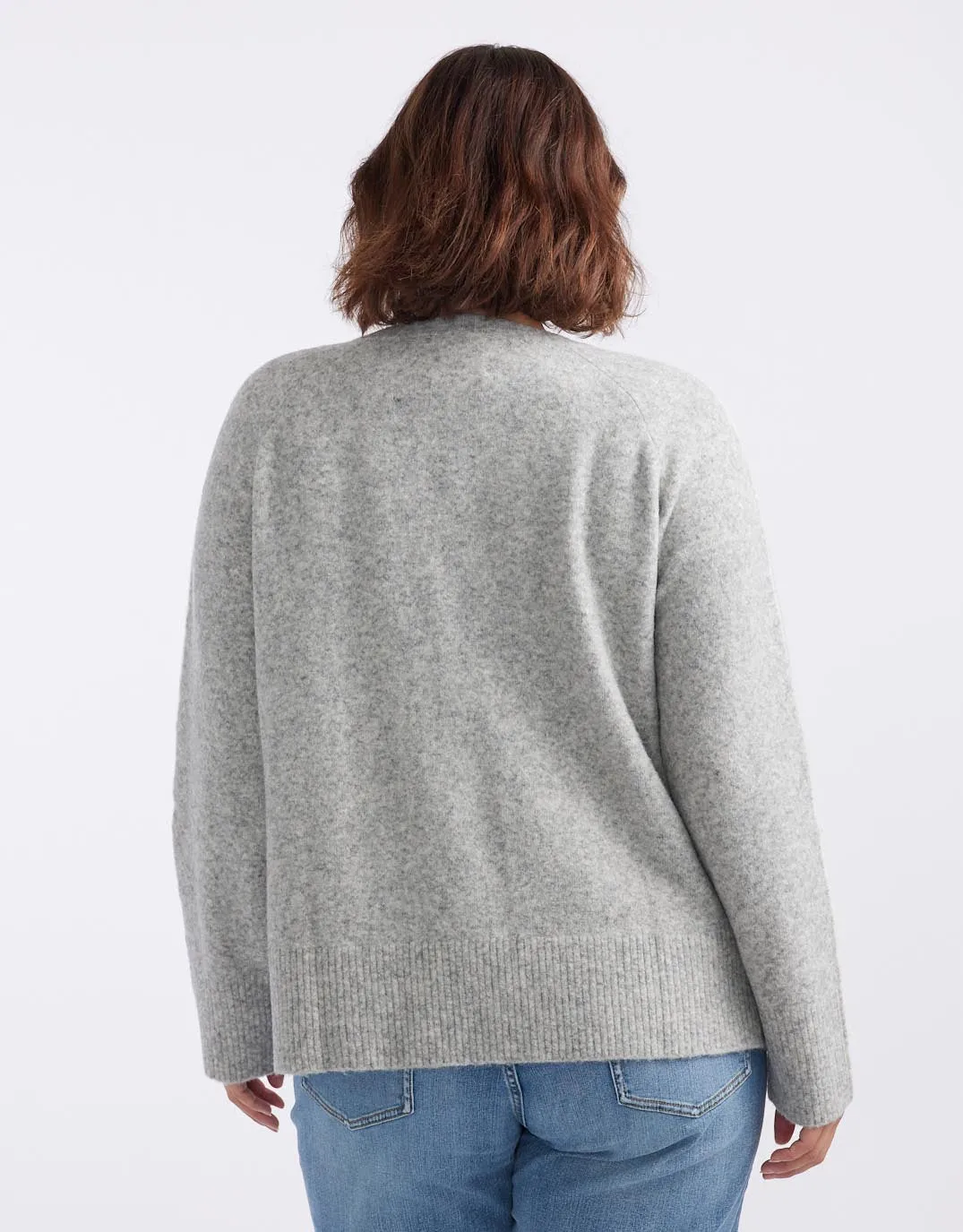 Chalet V Neck Knit Jumper - Grey/White
