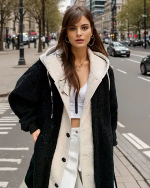 Chic Long Trench Coat with Hood for Women