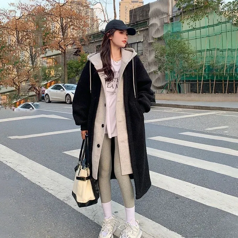 Chic Long Trench Coat with Hood for Women