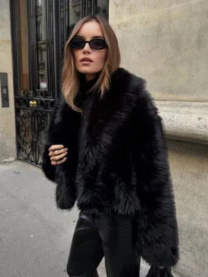 Chic Oversized Fluffy Coat for Ladies
