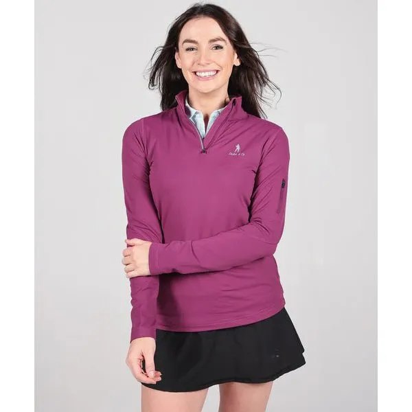 Clutch & Co Womens 1/4 Zip Performance Top - Plum