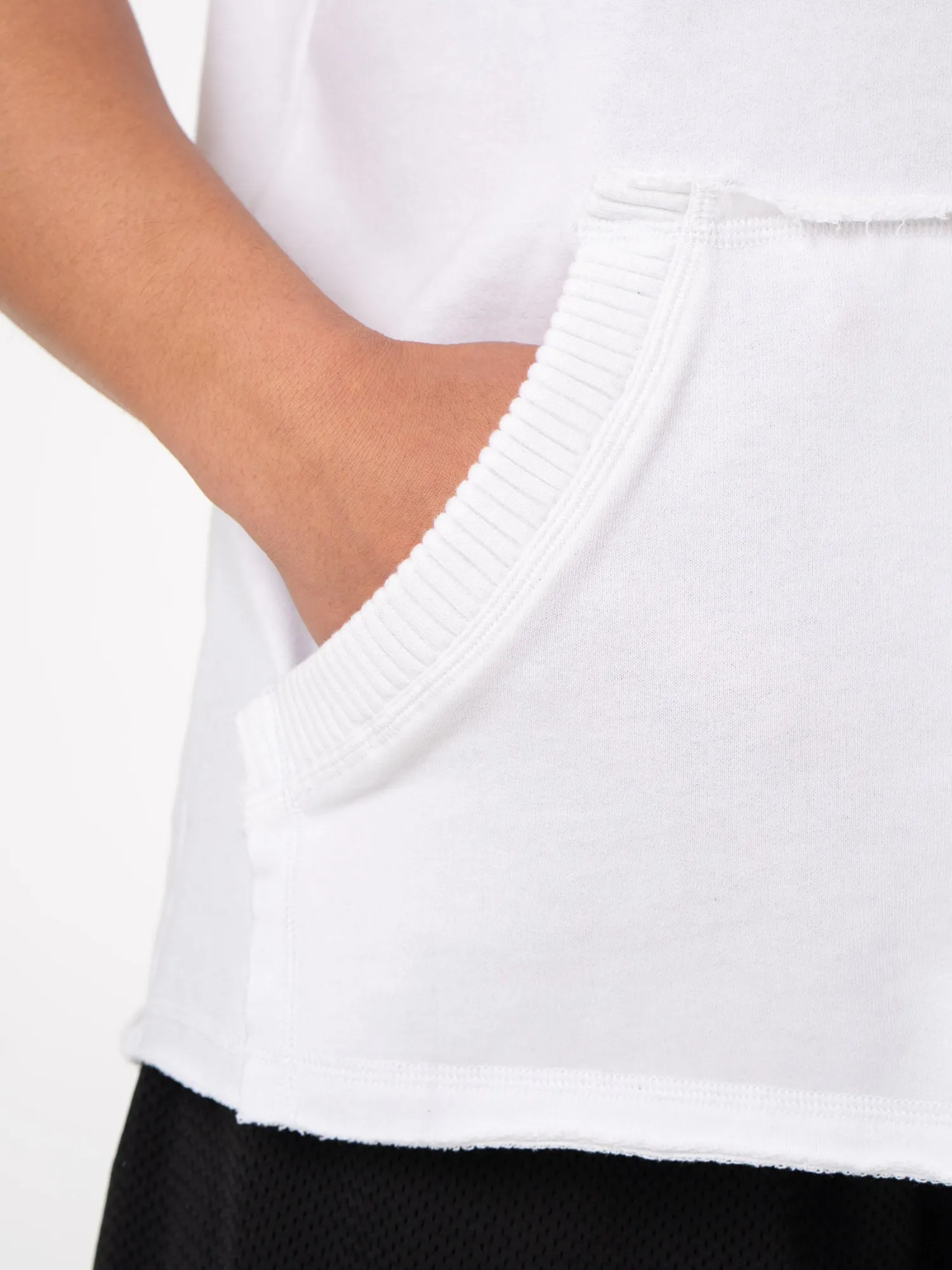 Collegiate Sleeveless Hoodie - White