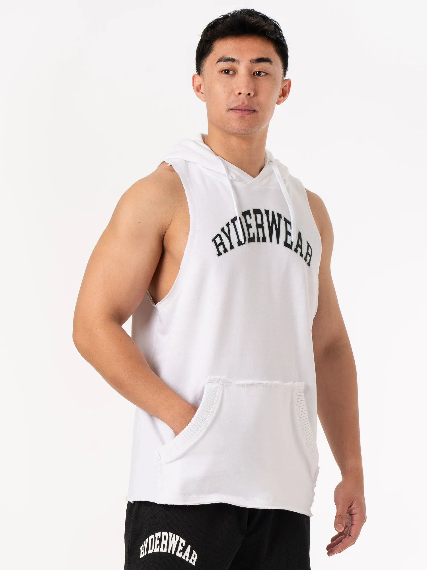 Collegiate Sleeveless Hoodie - White