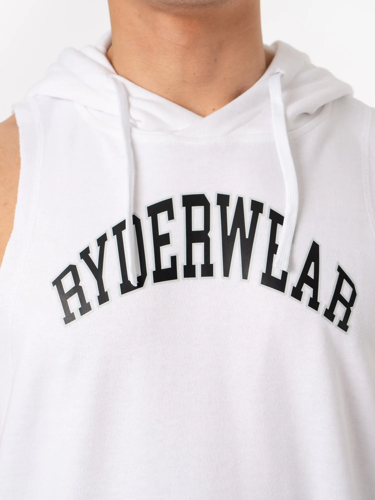 Collegiate Sleeveless Hoodie - White
