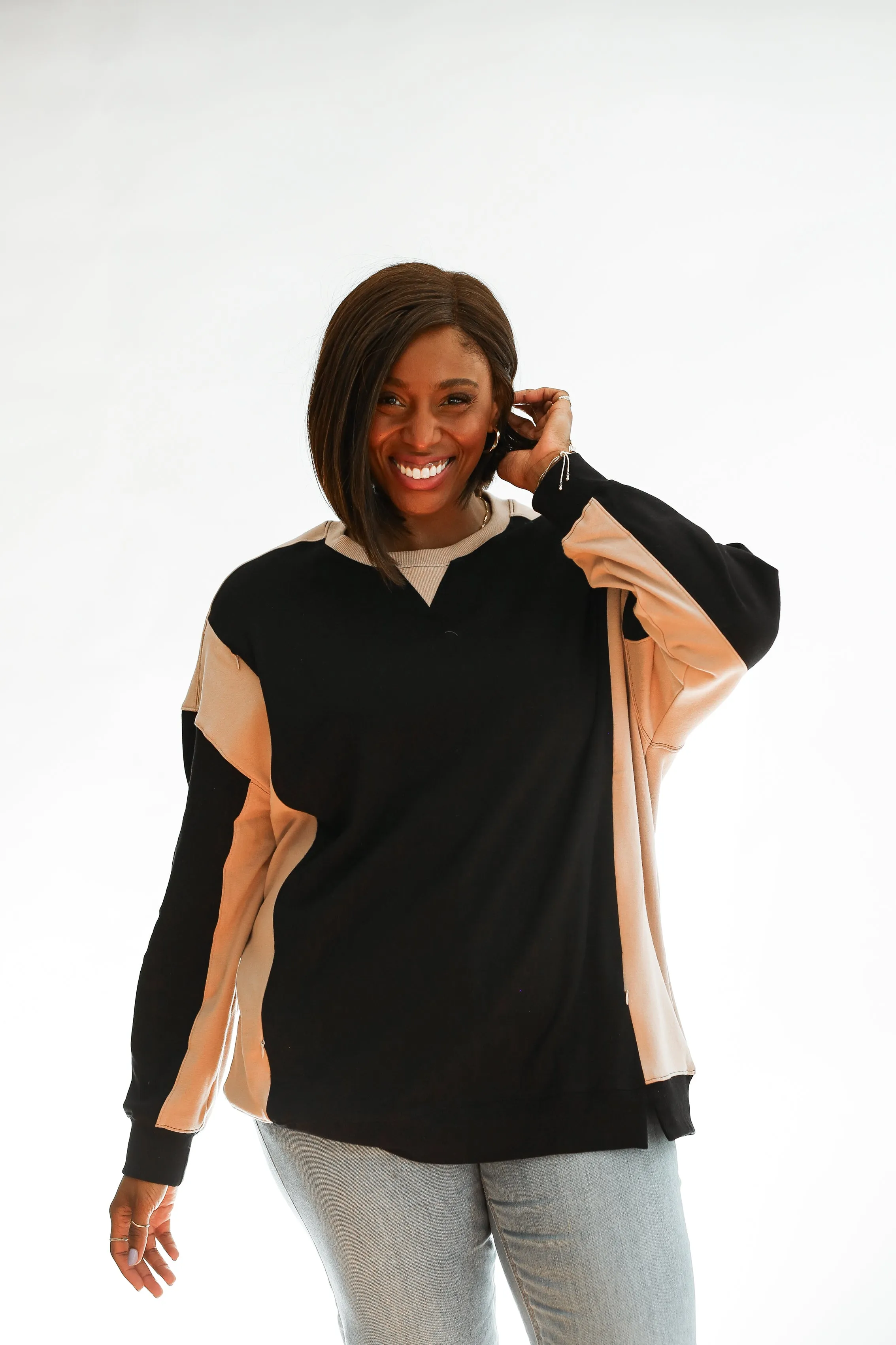 Colorblock Nursing Lightweight Sweatshirt