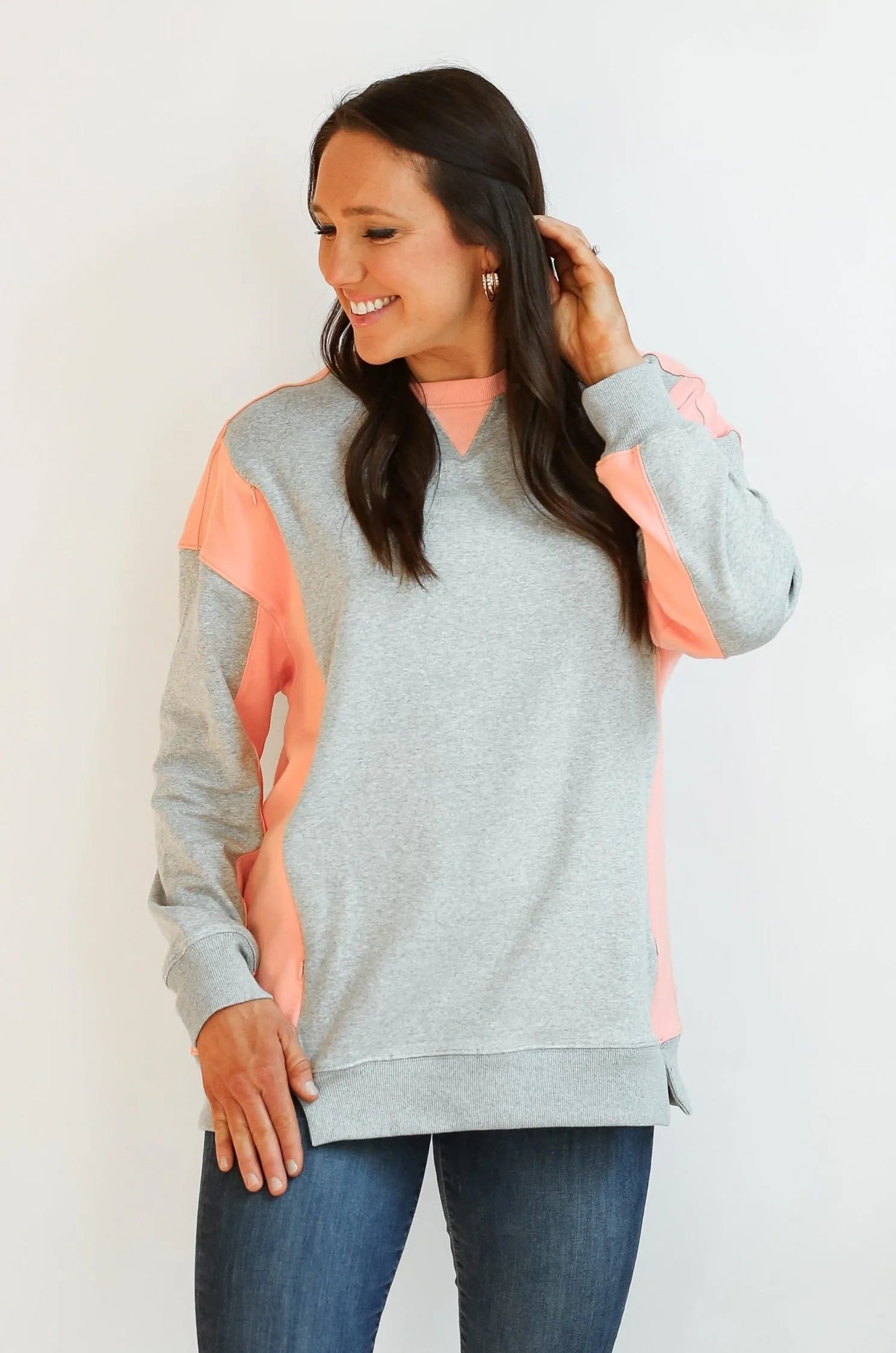 Colorblock Nursing Lightweight Sweatshirt