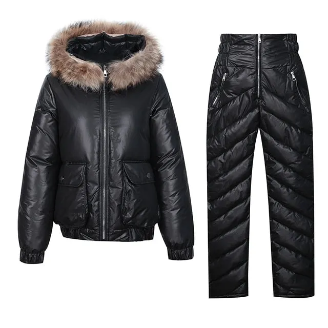 Cotton Padded Down Fur Hooded Edge Warm Parka
