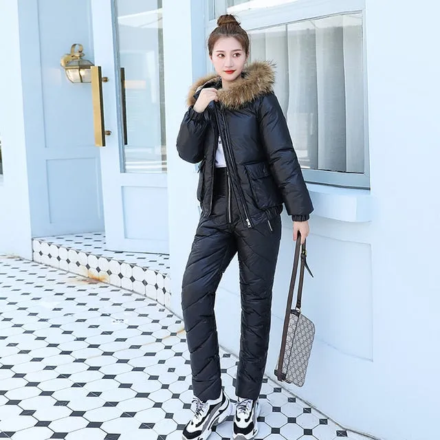 Cotton Padded Down Fur Hooded Edge Warm Parka