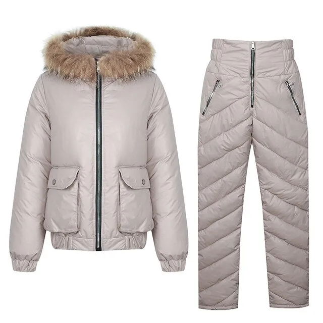 Cotton Padded Down Fur Hooded Edge Warm Parka