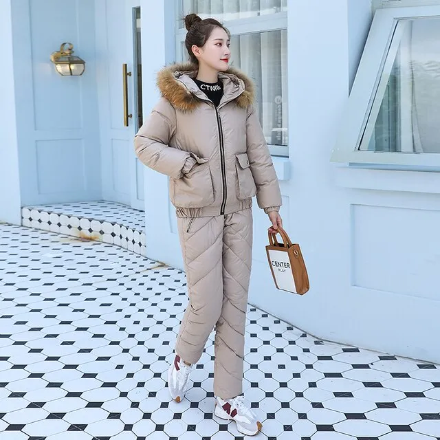 Cotton Padded Down Fur Hooded Edge Warm Parka