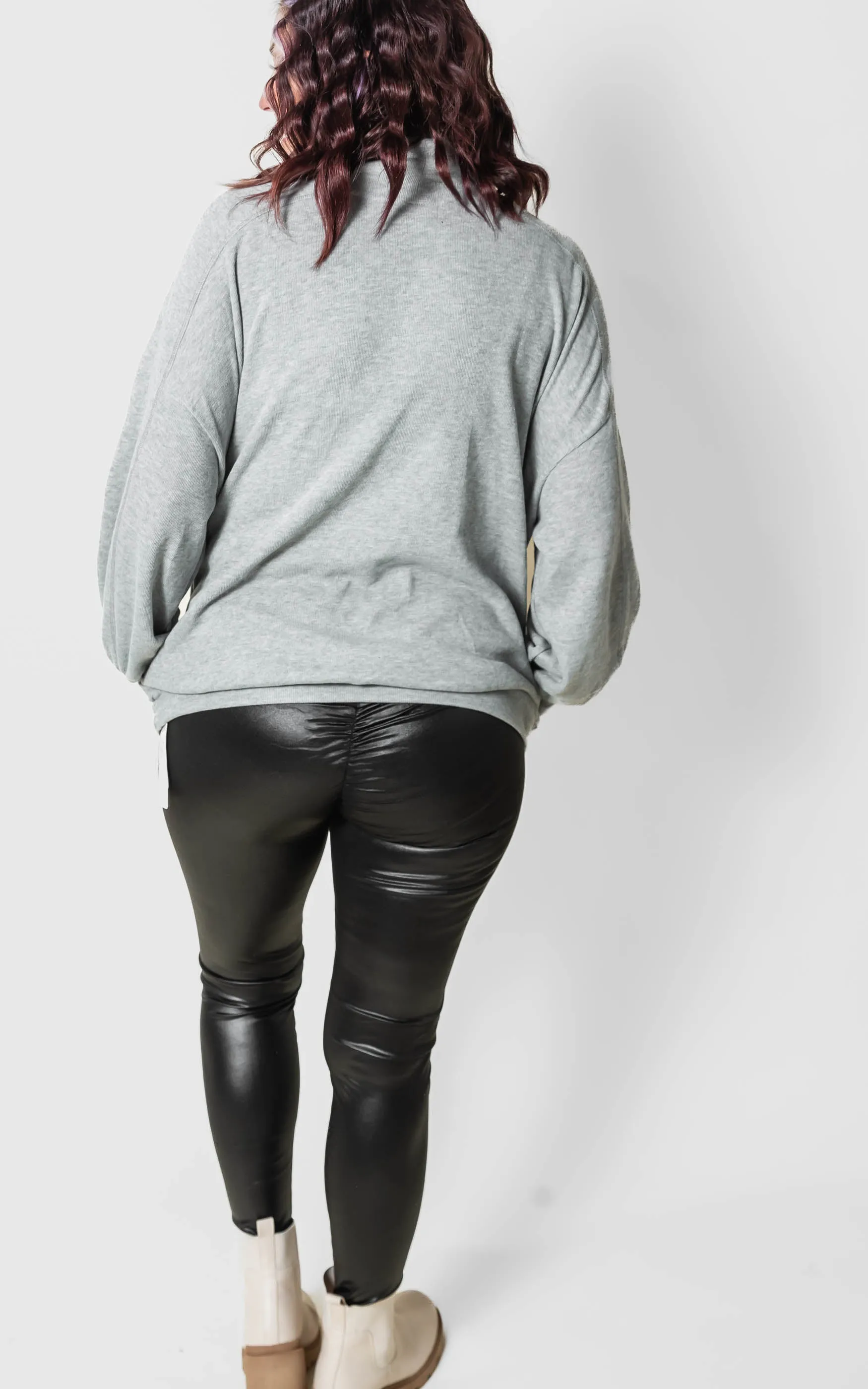 Cotton Rib Boxy Turtleneck Oversized Silhouette Top