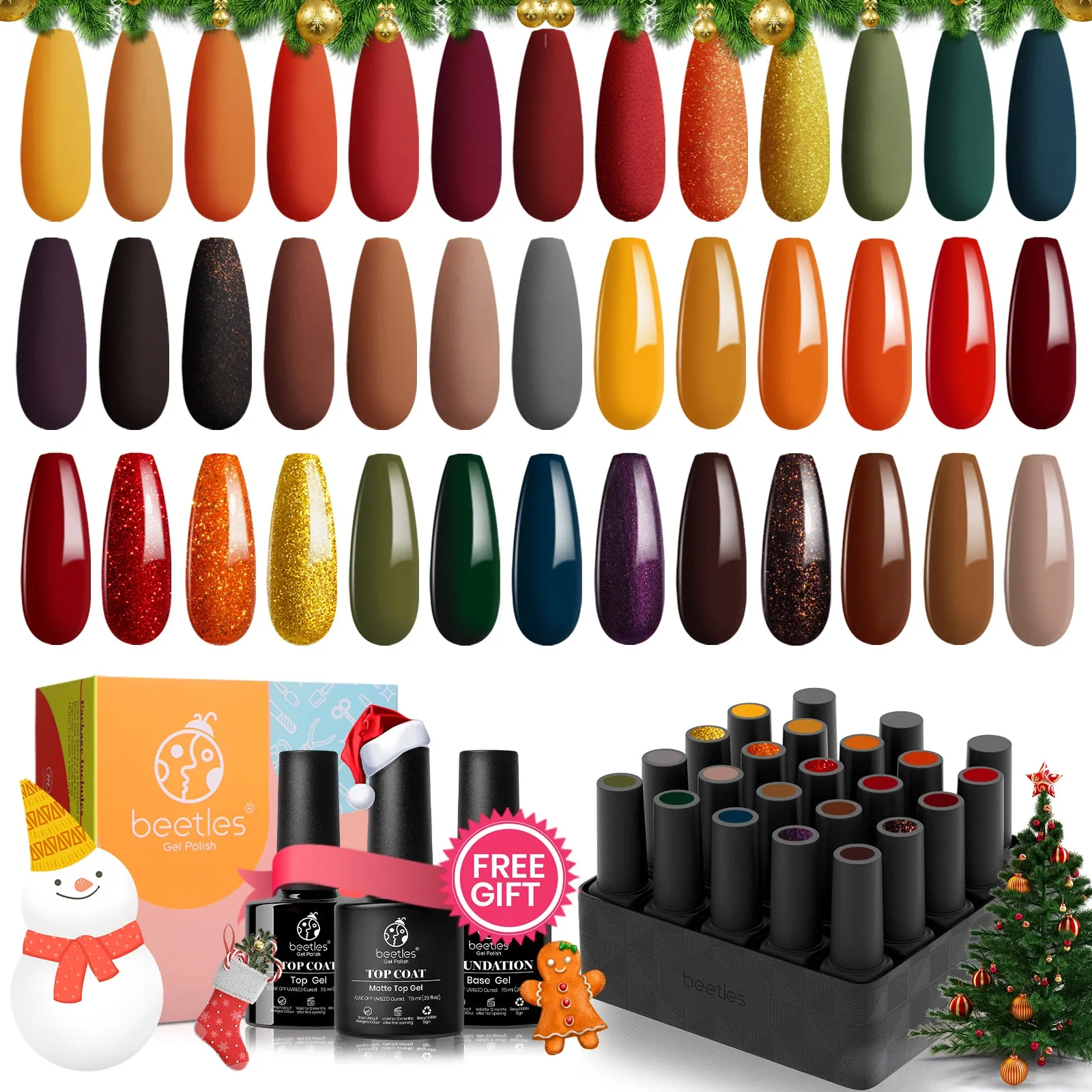 Cozy Campfire - 20 Gel Colors Set with Top and Base Coat (5ml/Each)