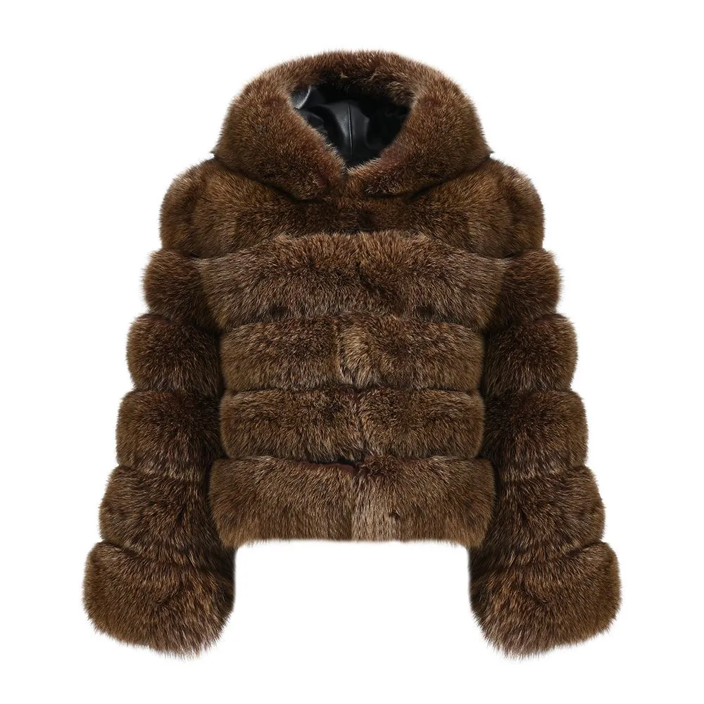 Cropped Cozy Hooded Fur Coat