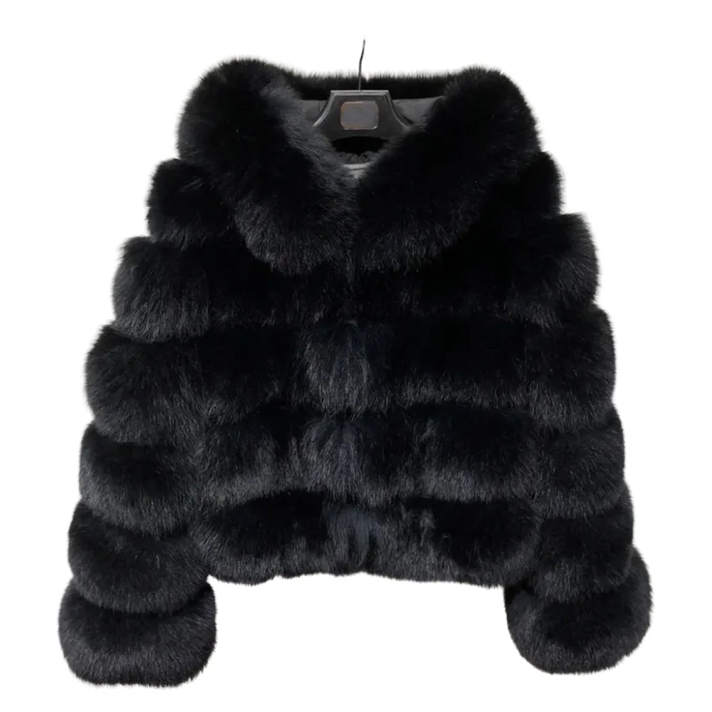 Cropped Cozy Hooded Fur Coat