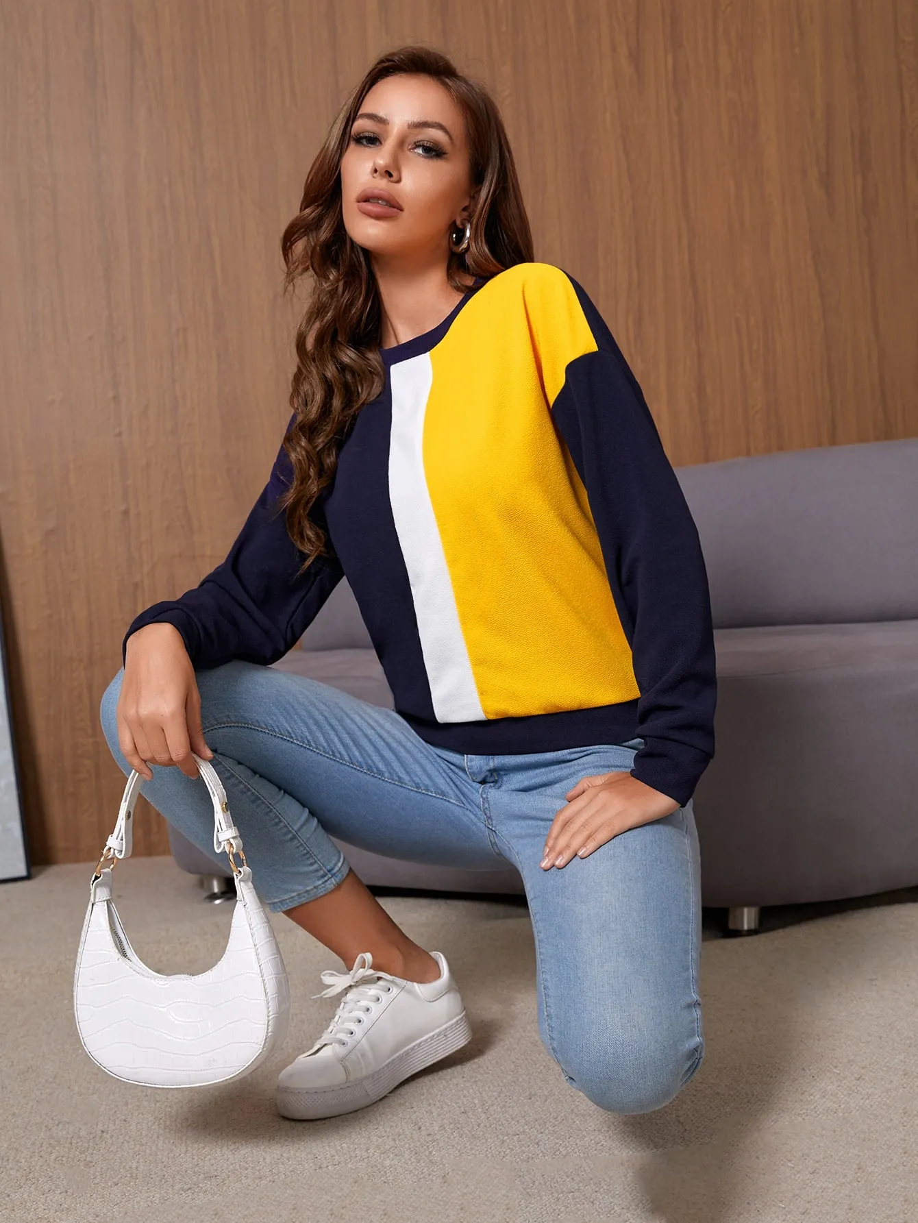 Cut And Sew Drop Shoulder Sweatshirt