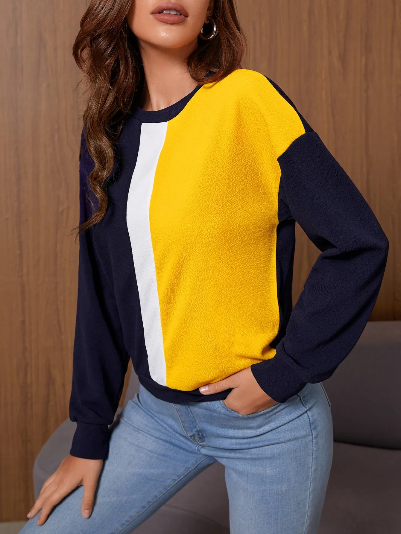 Cut And Sew Drop Shoulder Sweatshirt