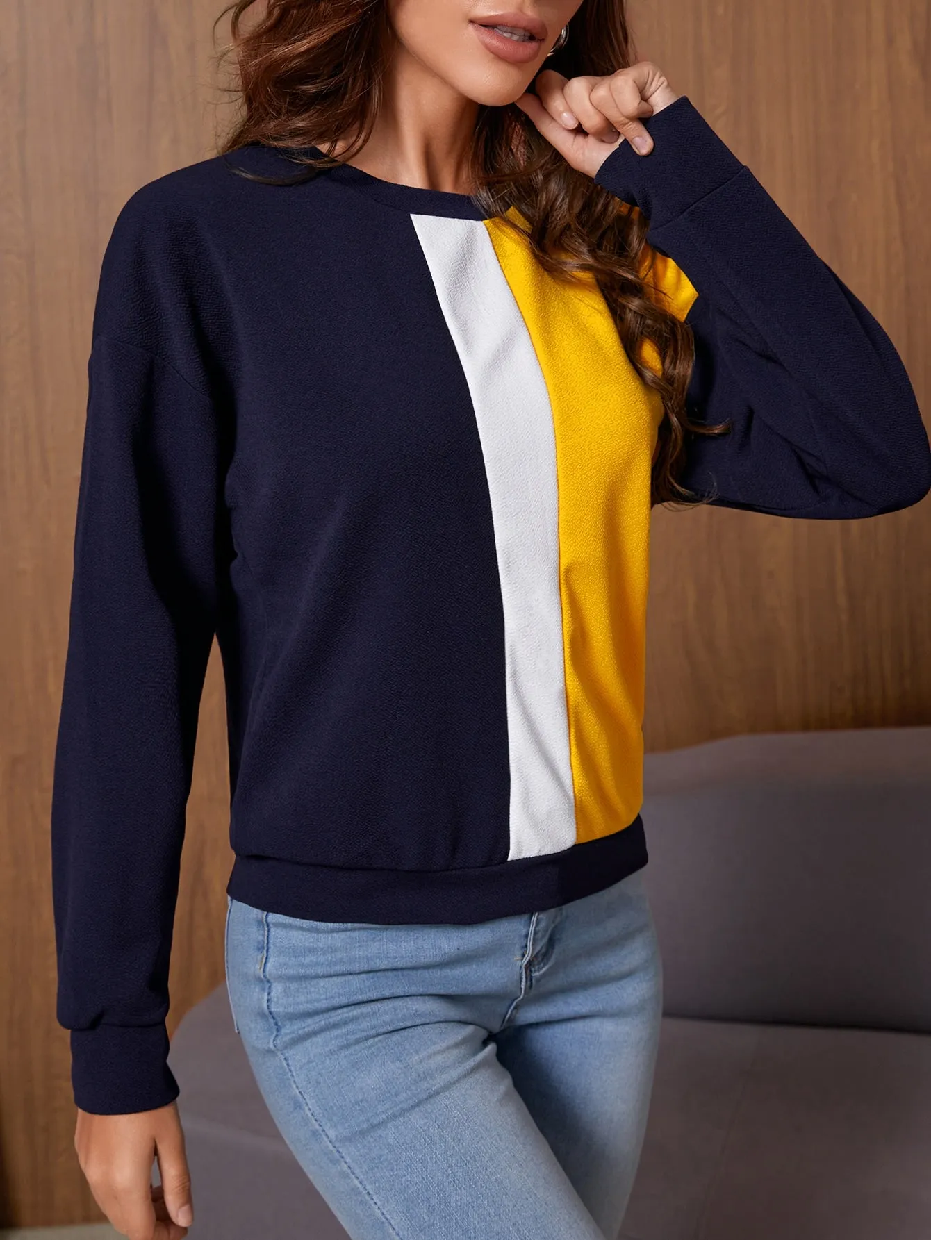 Cut And Sew Drop Shoulder Sweatshirt