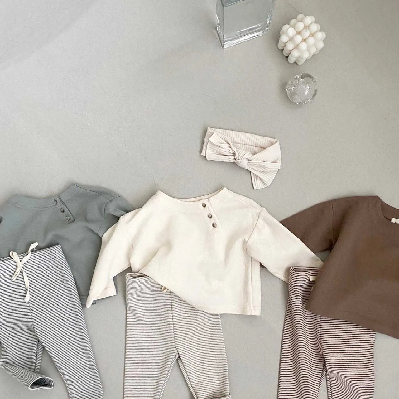 Dakota Stripe baby leggings | Mocha