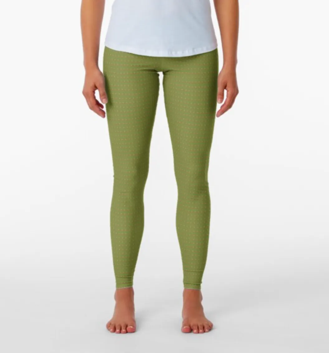 Designer Leggings  - Green Fig