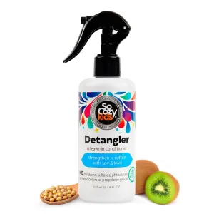 Detangler & Leave in Conditioner Spray (8 Fl Oz) Hair Detangler Spray for Kids, Paraben-Free Leave in Hair Conditioner & Detangling Spray for Frizzy Hair, Keratin, Soy Protein & Kiwi Extract