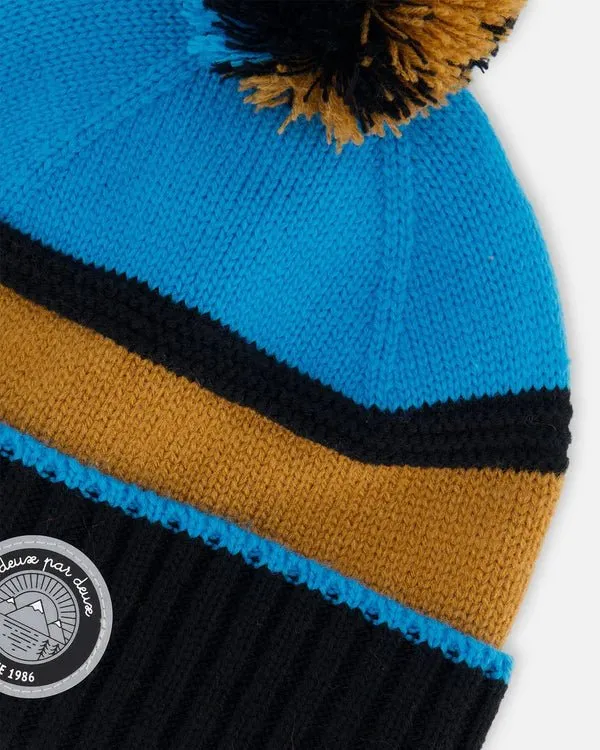 Deux par Deux - Knit Hat Blue, Black and Spice